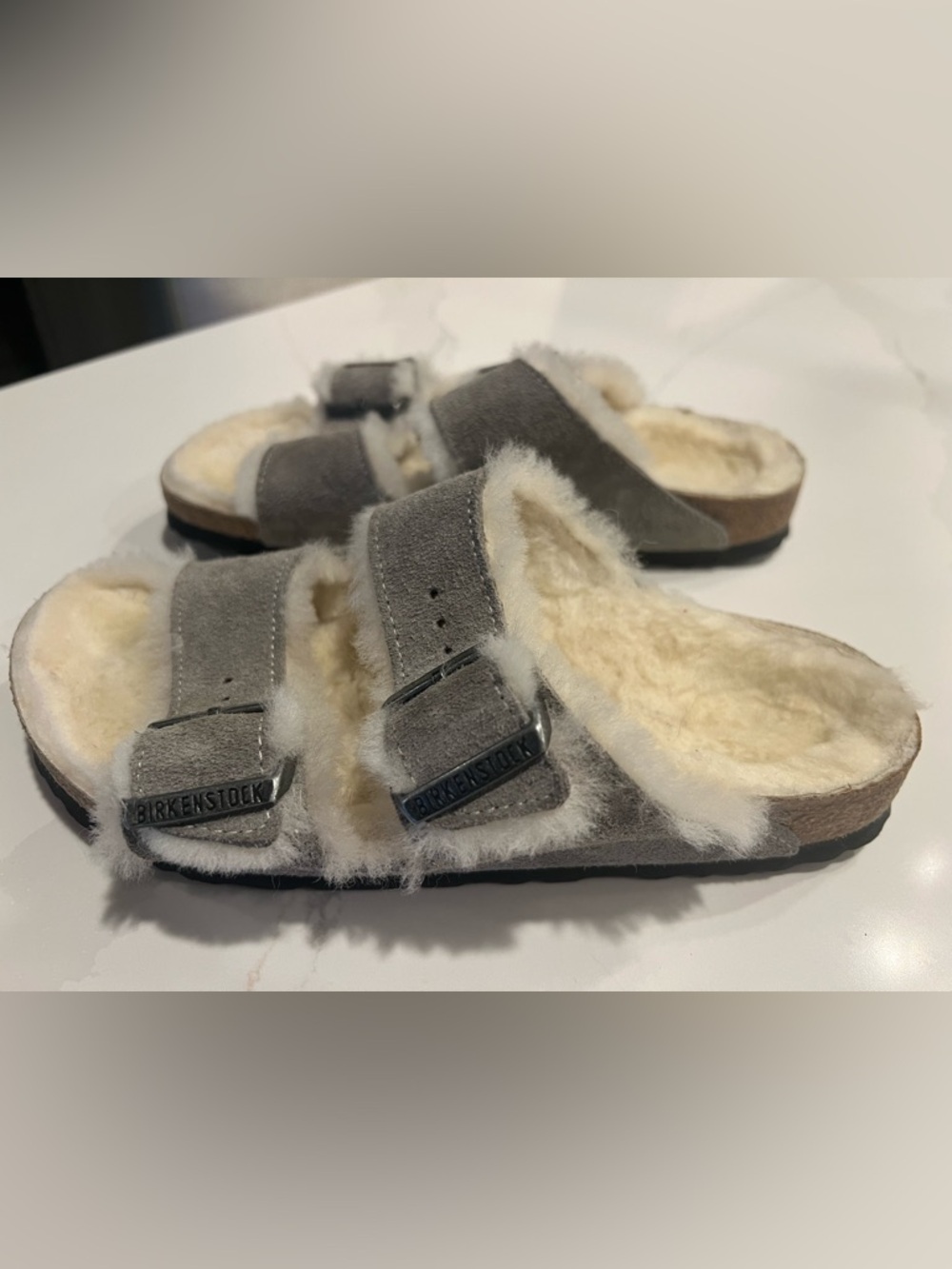 Birkenstock Arizona Sherpa Lined Suede Slide